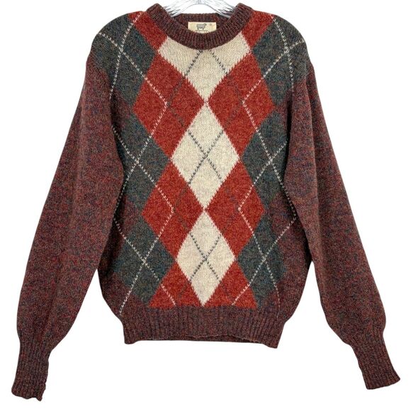 Lord Jeff Vintage Shetland Wool Argyle Sweater Size M Made in Ireland